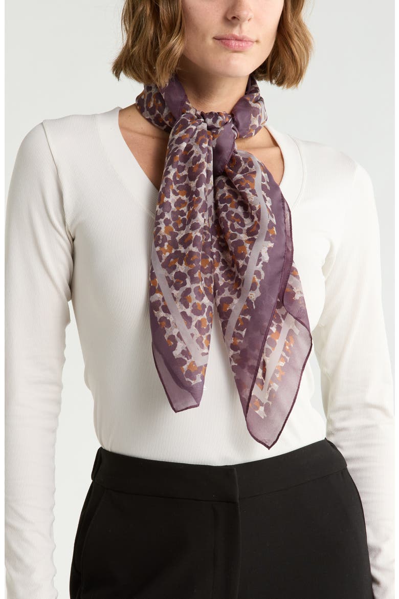 Leopard Print Square Scarf, Main, color, WINE
