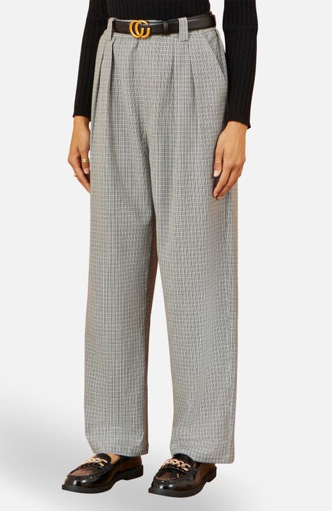 Check Wide Leg Trousers