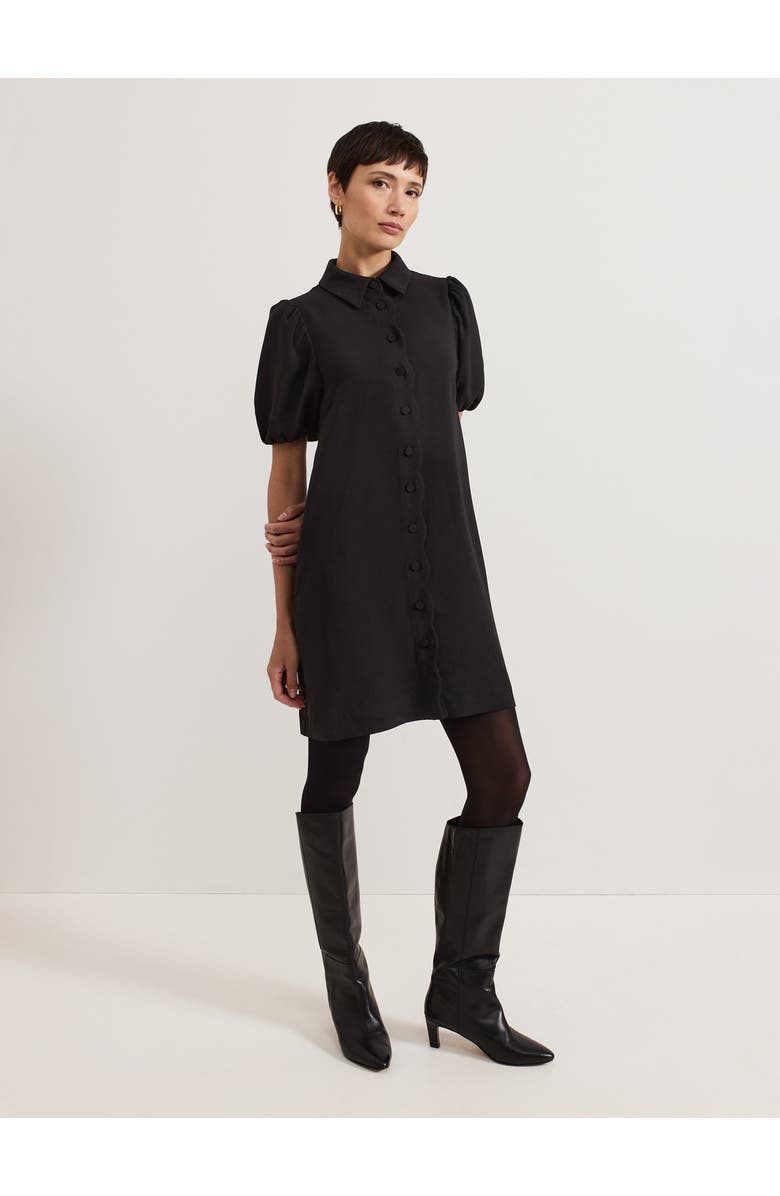 Phase Eight Candice Scallop Detail Shirt Dress, Alternate, color, Black