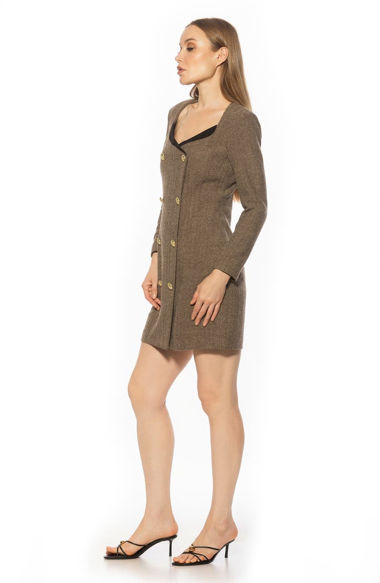 Alexia Admor Zuri Long Sleeve Double Breasted Tweed Blazer Dress, Alternate, color, Grey Herringbone