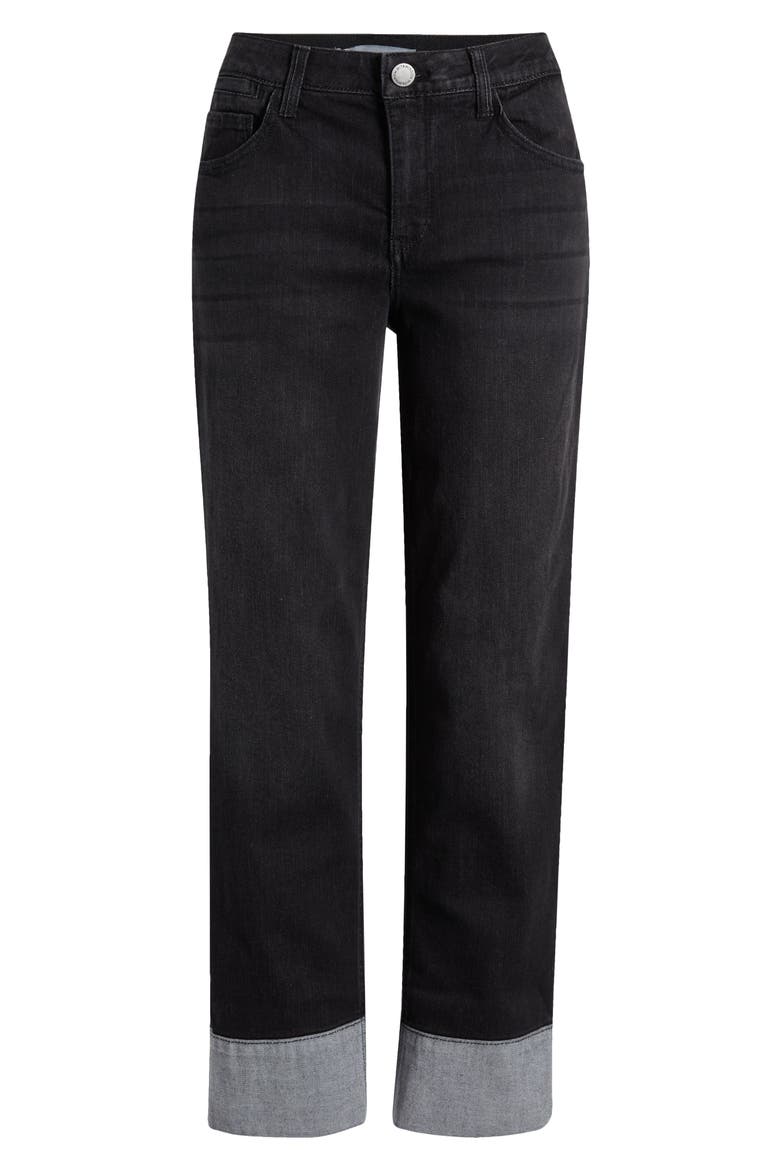 High Waist Cuff Hem Jeans, Alternate, color, WASHED BLACK