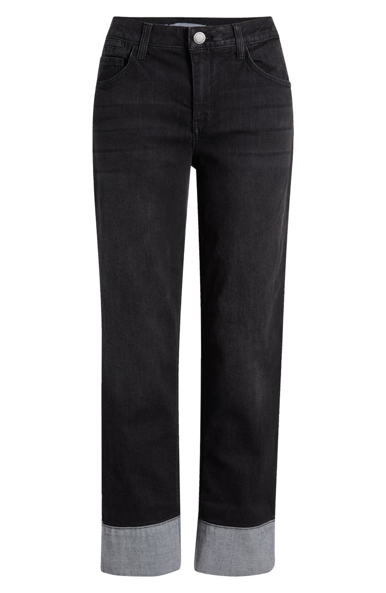 Wit & Wisdom 'Ab'Solution High Waist Two-Tone Straight Leg Ankle Jeans, Alternate, color, Washed Black