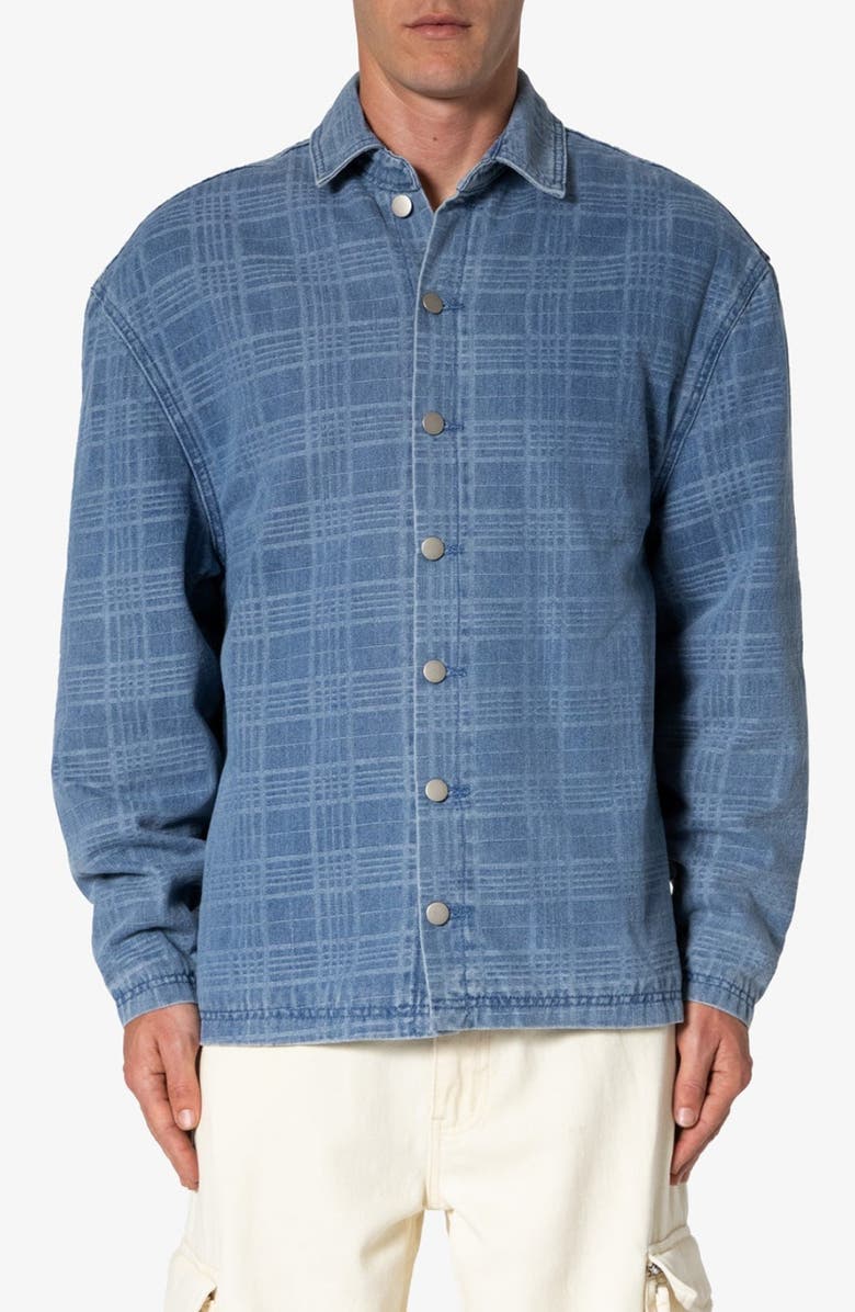 mnml Jacquard Denim Workwear Jacket, Main, color, Blue