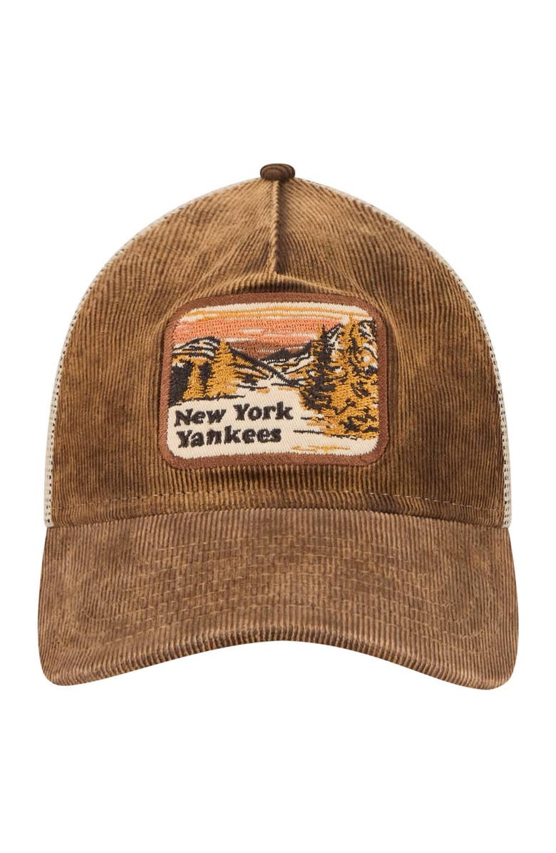 New Era Men's New Era Dark Brown New York Yankees Vintage Landscape 9TWENTY A-Frame Adjustable Trucker Hat, Alternate, color, Dark Brown