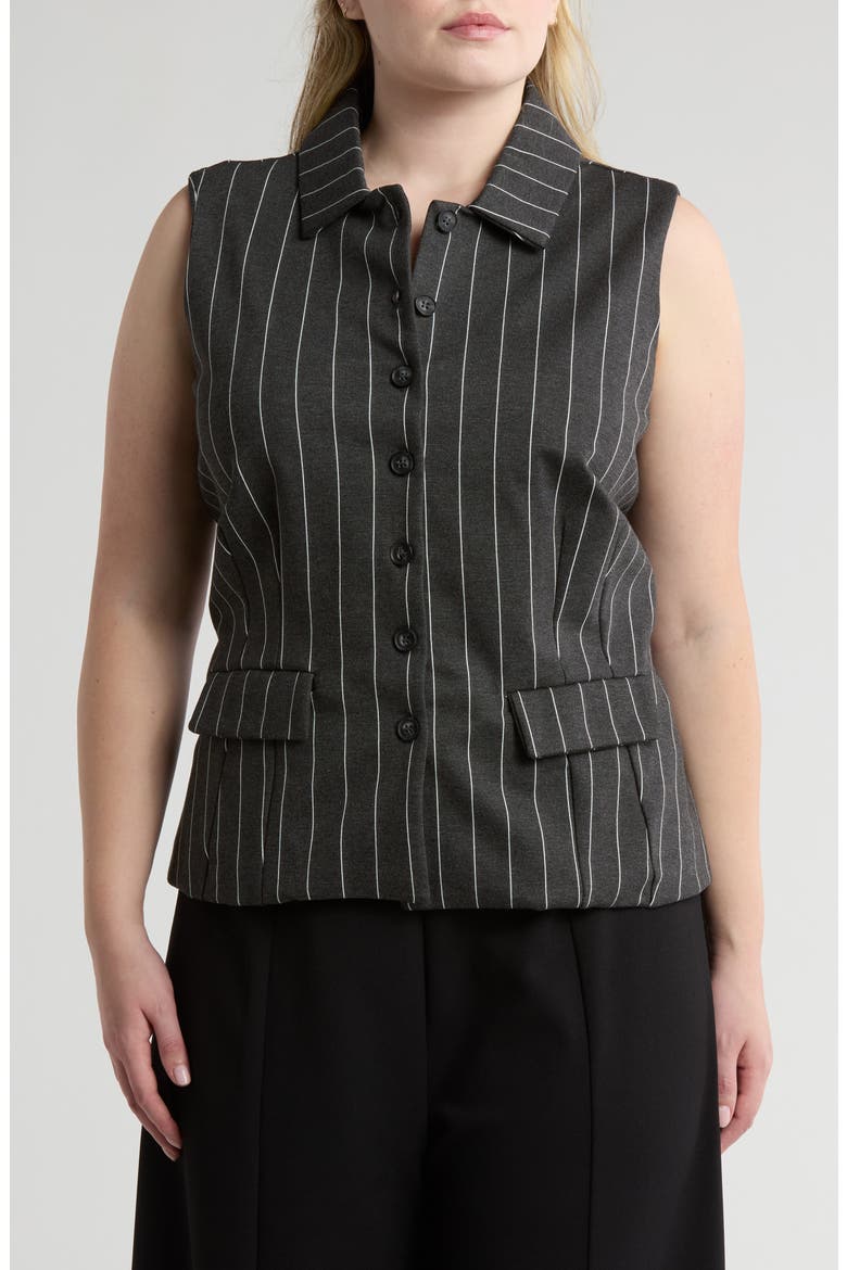 Ponte Vest, Main, color, CHARCOAL GREY/ WHITE PINSTRIPE