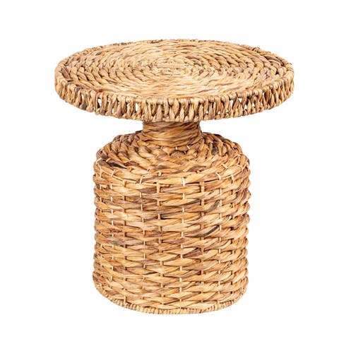 Hand-Woven Water Hyacinth Table, Natural