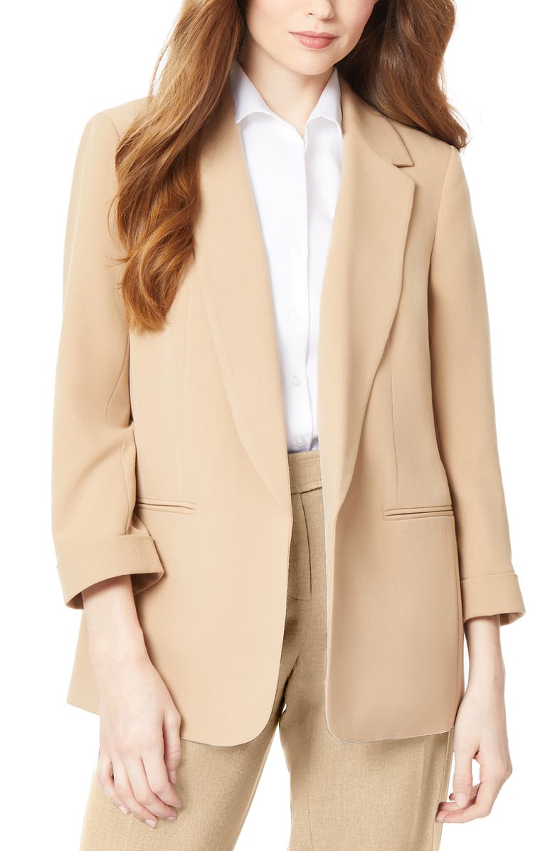 Jones New York Three Quarter Sleeve Blazer, Main, color, Praline