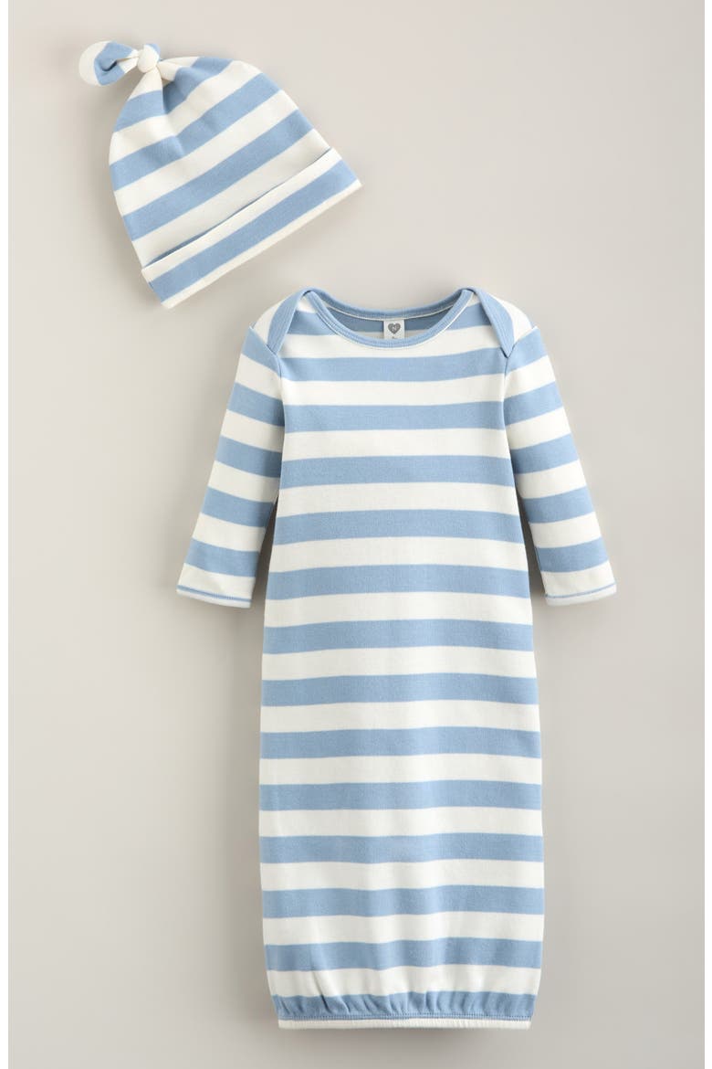 Kids' Gown and Hat Set, Main, color, BLUE ASHLEY BOLD STRIPE