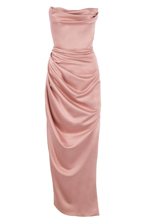 Adrienne Satin Strapless Gown