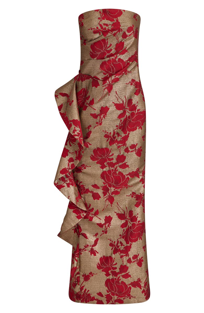 Donna Karan New York Floral Metallic Jacquard Sleeveless Gown, Alternate, color, Gold/ Autumn