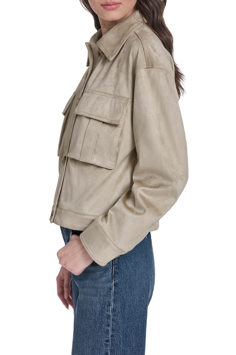 Faux Suede Jacket, Alternate, color, BEIGE FAUX SUEDE
