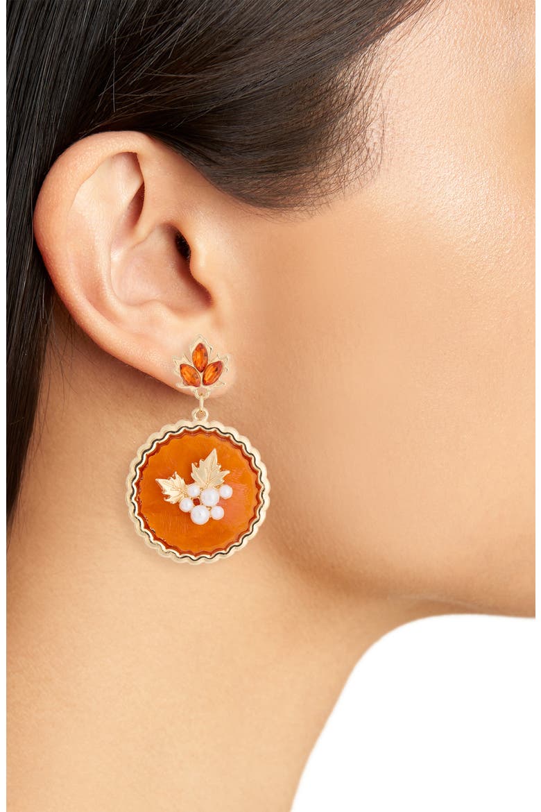 Pumpkin Pie Drop Earrings, Alternate, color, ORANGE MULTI- GOLD