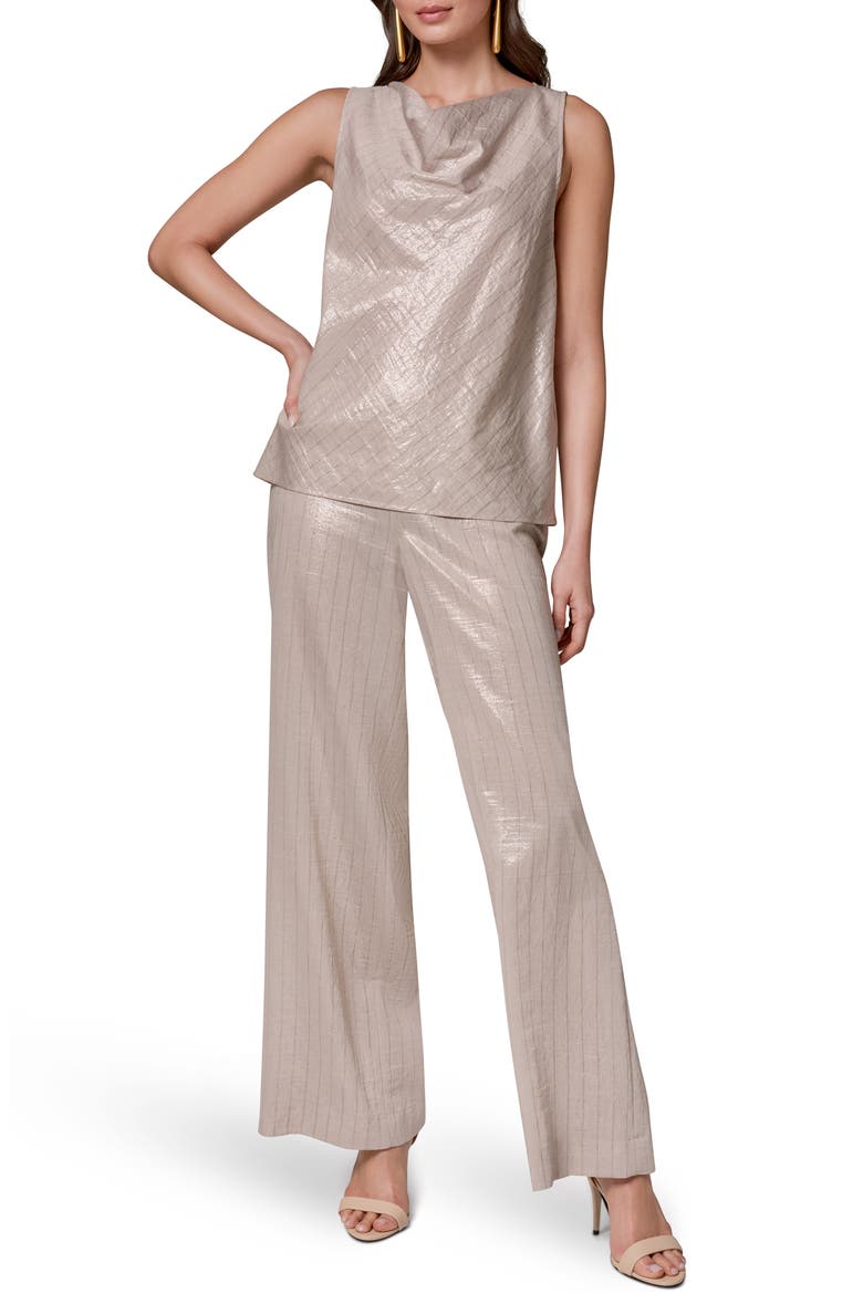 Shine Stripe Cowl Neck Sleeveless Top, Alternate, color, SISAL/ CANYON