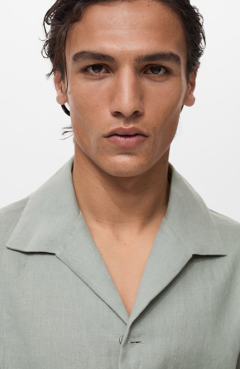 MANGO Short Sleeve Linen Button-Up Shirt, Alternate, color, 