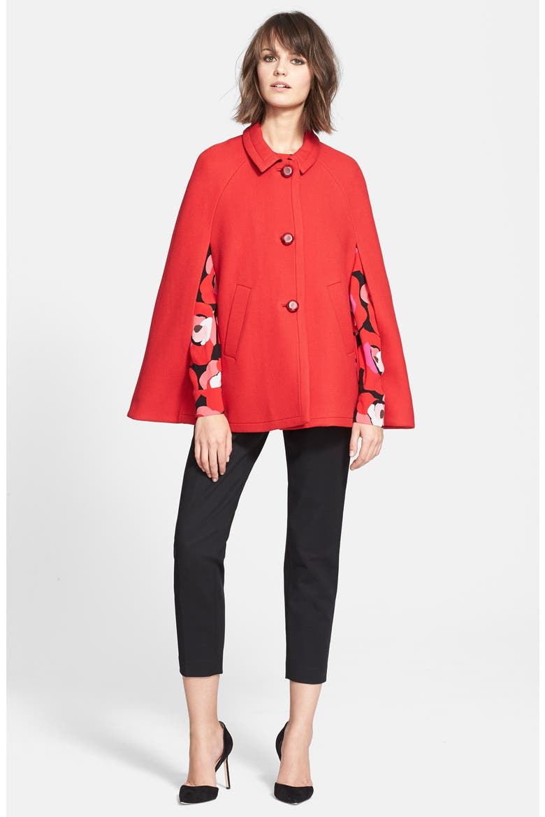 wool capelet, Alternate, color, RED