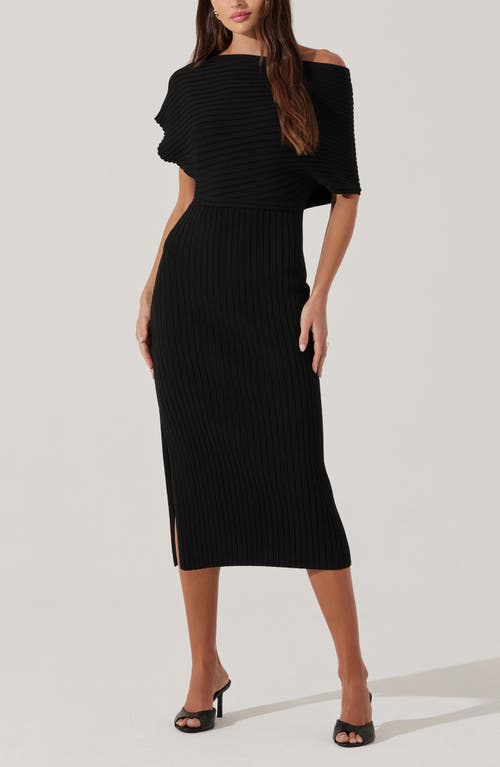 Astr The Label One-shoulder Wide Rib Sweater Dress In Black
