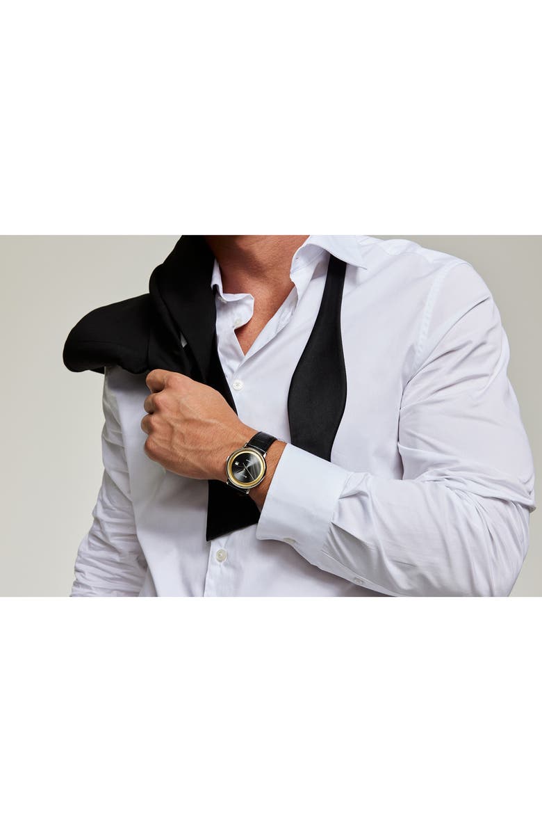 BULOVA Frank Sinatra Rat Pack Leather Strap, 40mm, Alternate, color, Silver-Tone