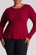 Estelle Eveline Peplum Cable Knit Sweater