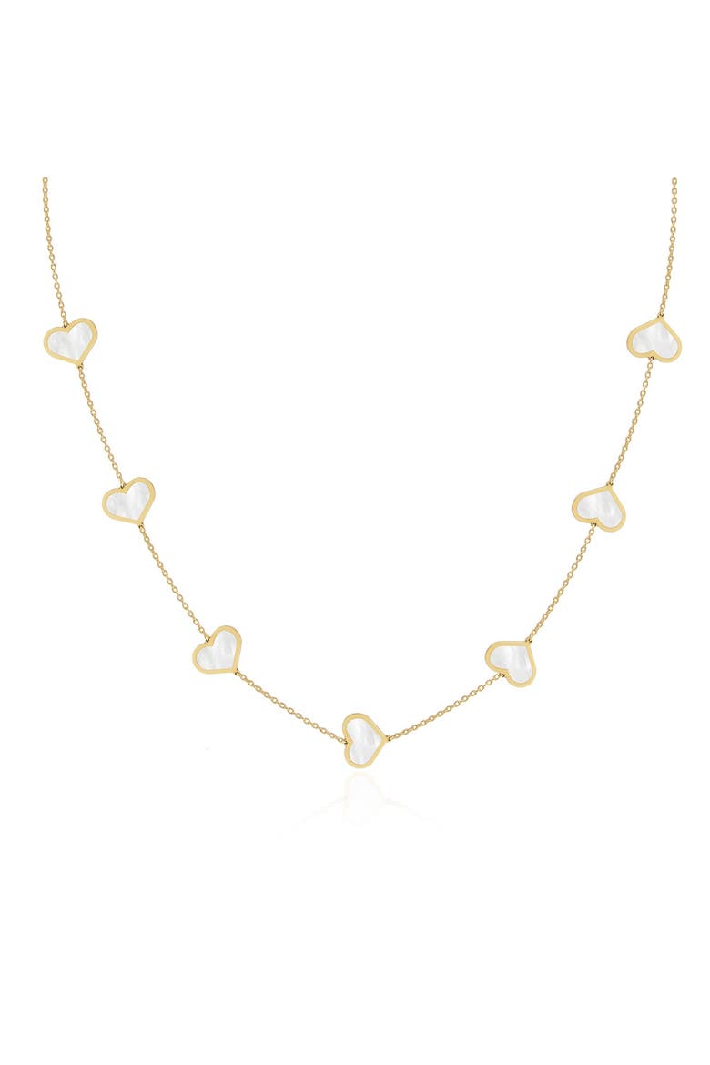 Large Mother of Pearl Heart Station Necklace, Main, color, Mother of Pearl