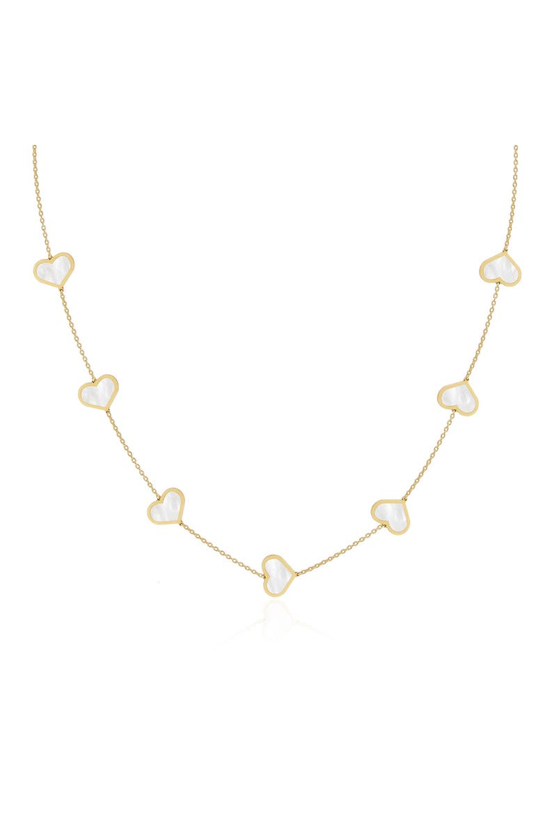 The Lovery Fine Jewelry Large Mother of Pearl Heart Station Necklace, Main, color, Mother Of Pearl