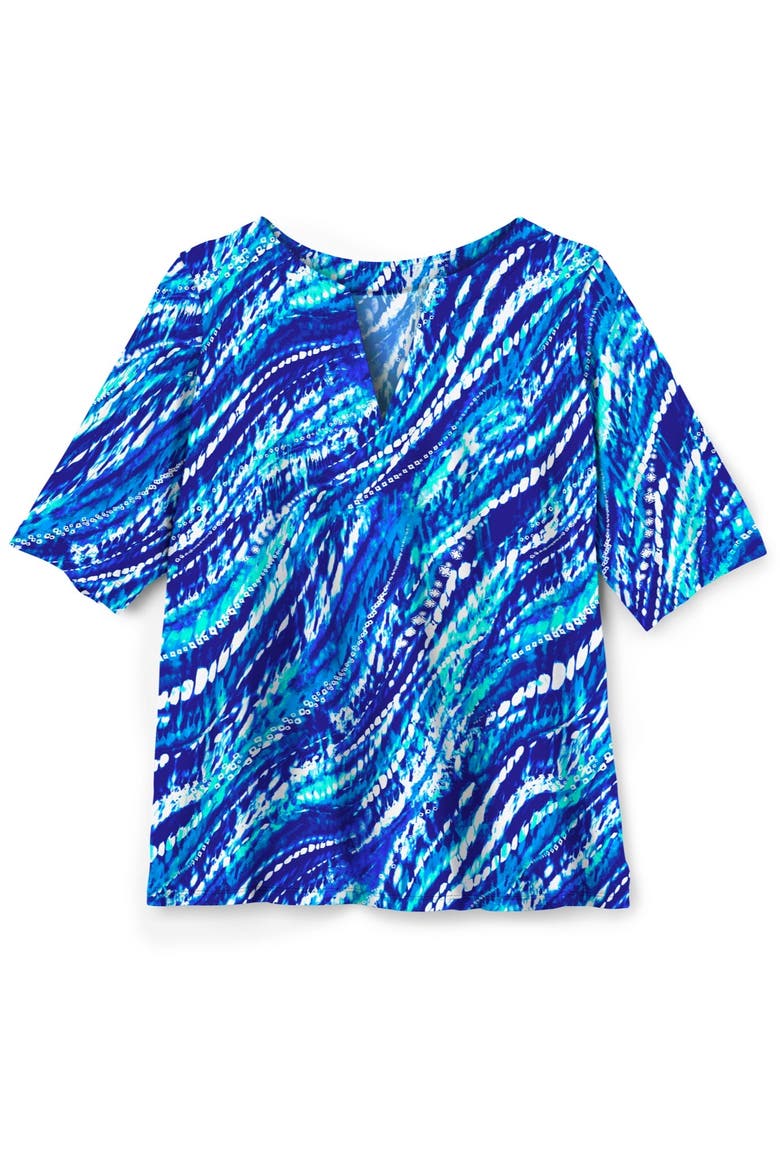 Three-Quarter Sleeve Swim Tee, Alternate, color, DREAM BLUE TIE DYE