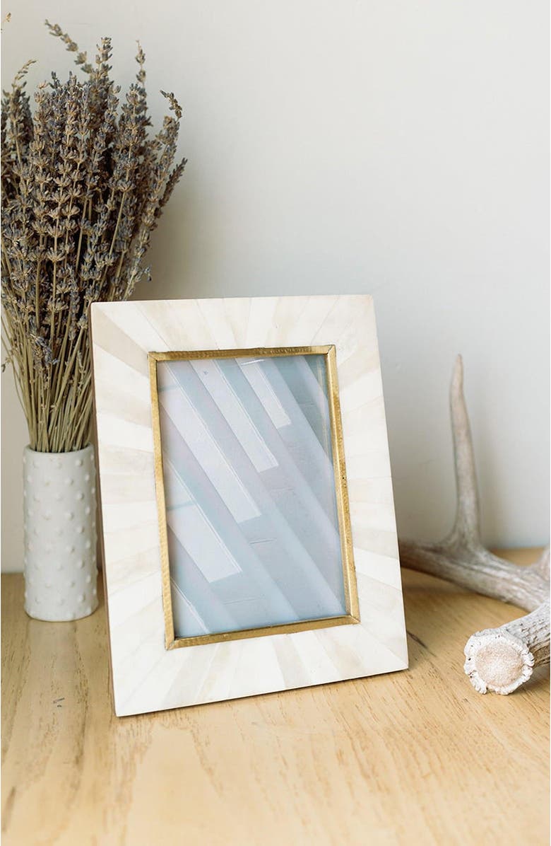 Matr Boomie Mukhendu Picture Frame - Bone, Brass Inlay, Alternate, color, White