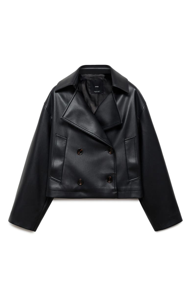 MANGO Double Breasted Faux Leather Jacket, Main, color, 