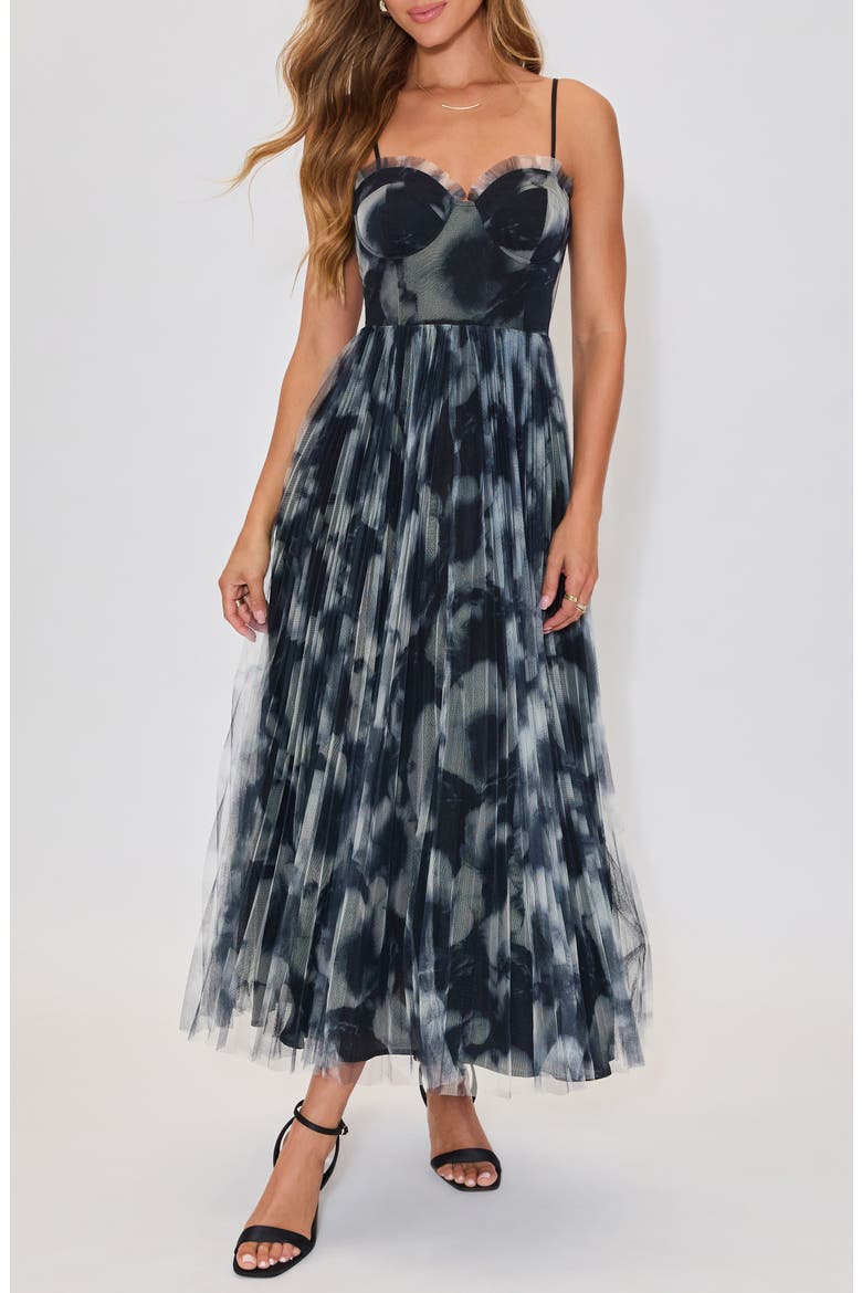 Dark Romance Pleated Maxi Dress, Main, color, BLACK FLORAL