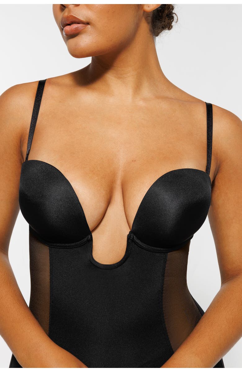 Shapellx Deep Plunge Butt Lifting Shaping Bodysuit, Alternate, color, Matte Black