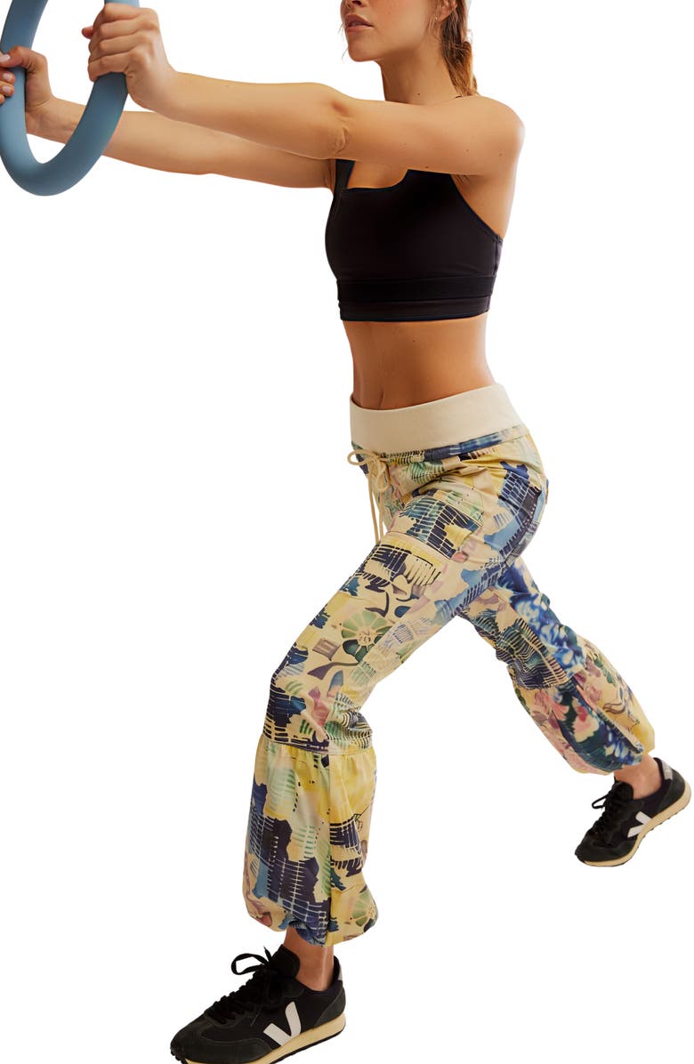 FREE PEOPLE MOVEMENT Cool Climber Pants, Alternate, color, Pink/ Yellow Combo