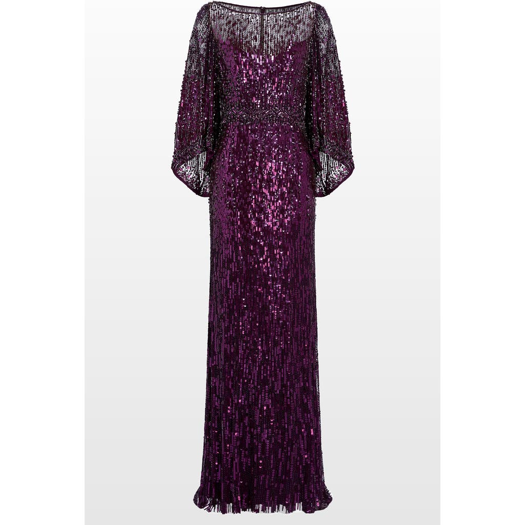 Jenny Packham Ines Sequin-embellished Maxi Dress In Purple