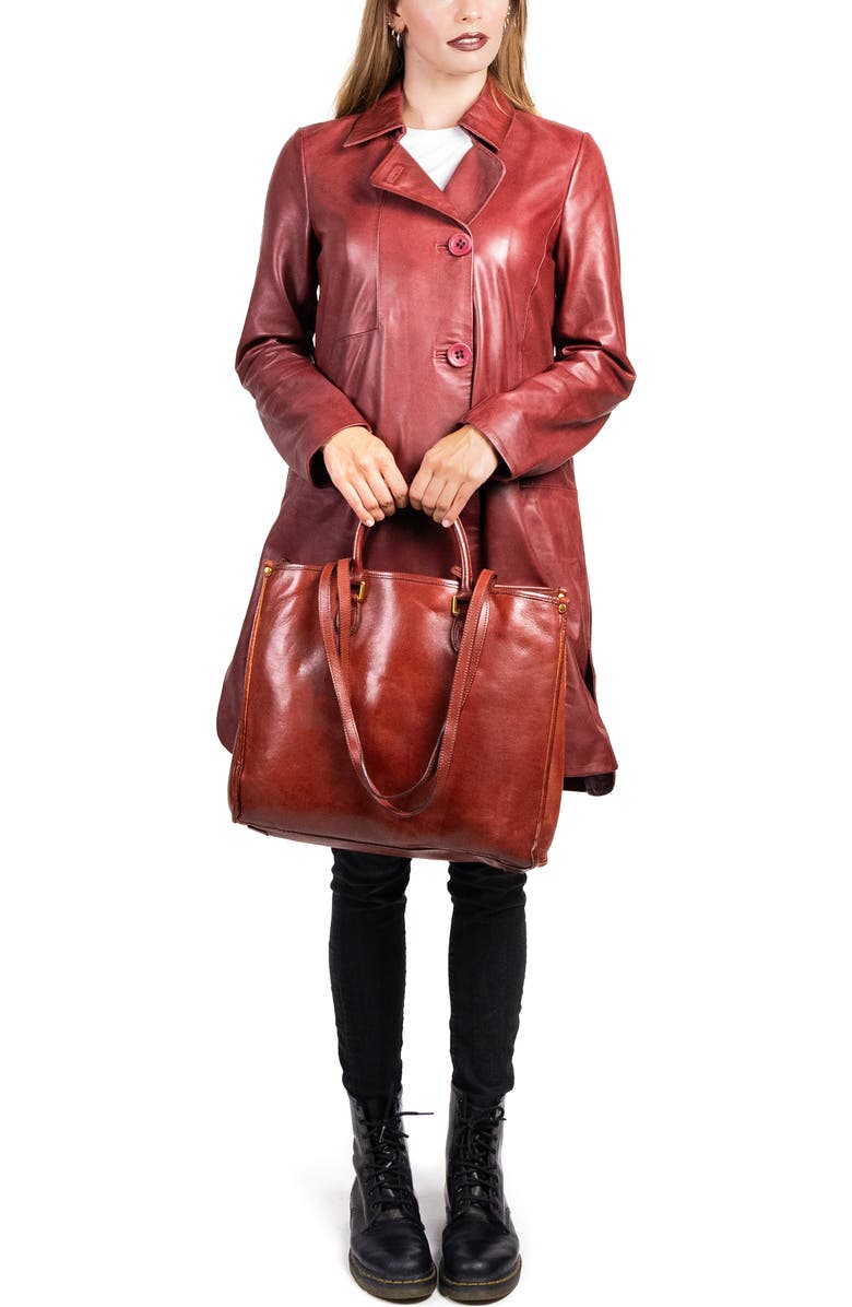 OLD TREND Clivia Genuine Leather Structured Carryall Tote, Alternate, color, Brown