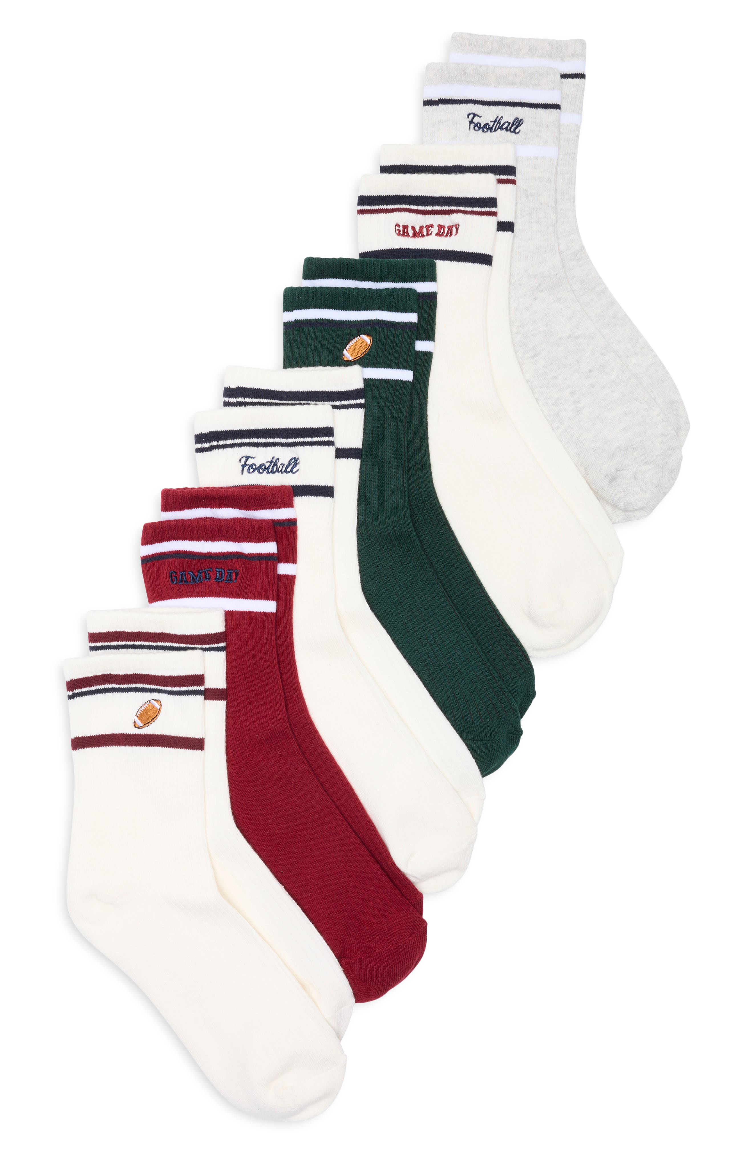 90 Degree By Reflex 6-pack Athletic Team Crew Socks In Game Day Multi
