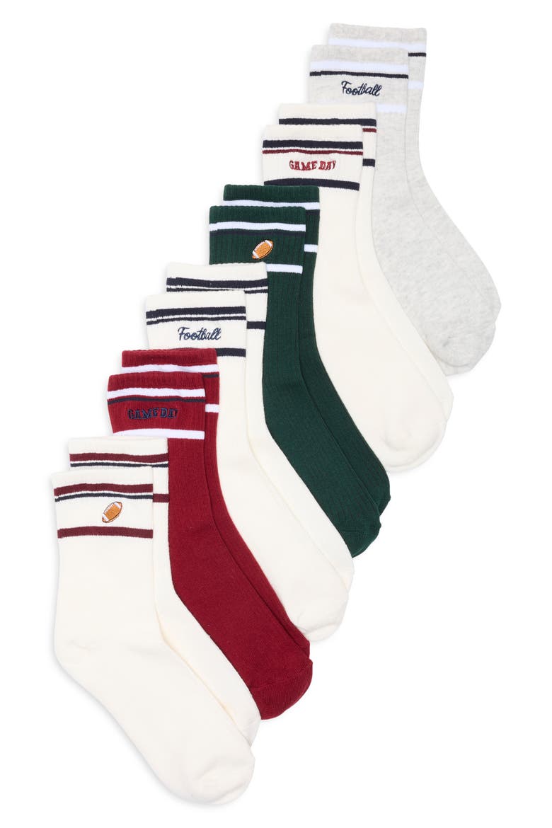 6-Pack Athletic Team Crew Socks, Main, color, GAME DAY MULTI