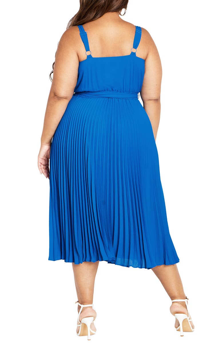 City Chic Lilly Pleat A-Line Dress, Alternate, color, Sky Blue