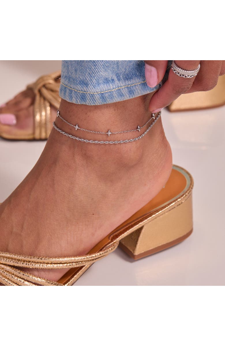 Alex and Ani Star Chain Anklet, Alternate, color, Silver