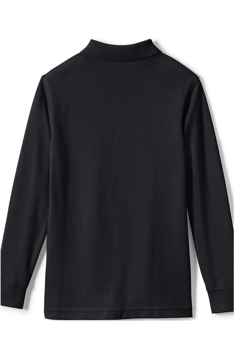 Lands' End School Uniform Kids Long Sleeve Mesh Polo Shirt, Alternate, color, Black