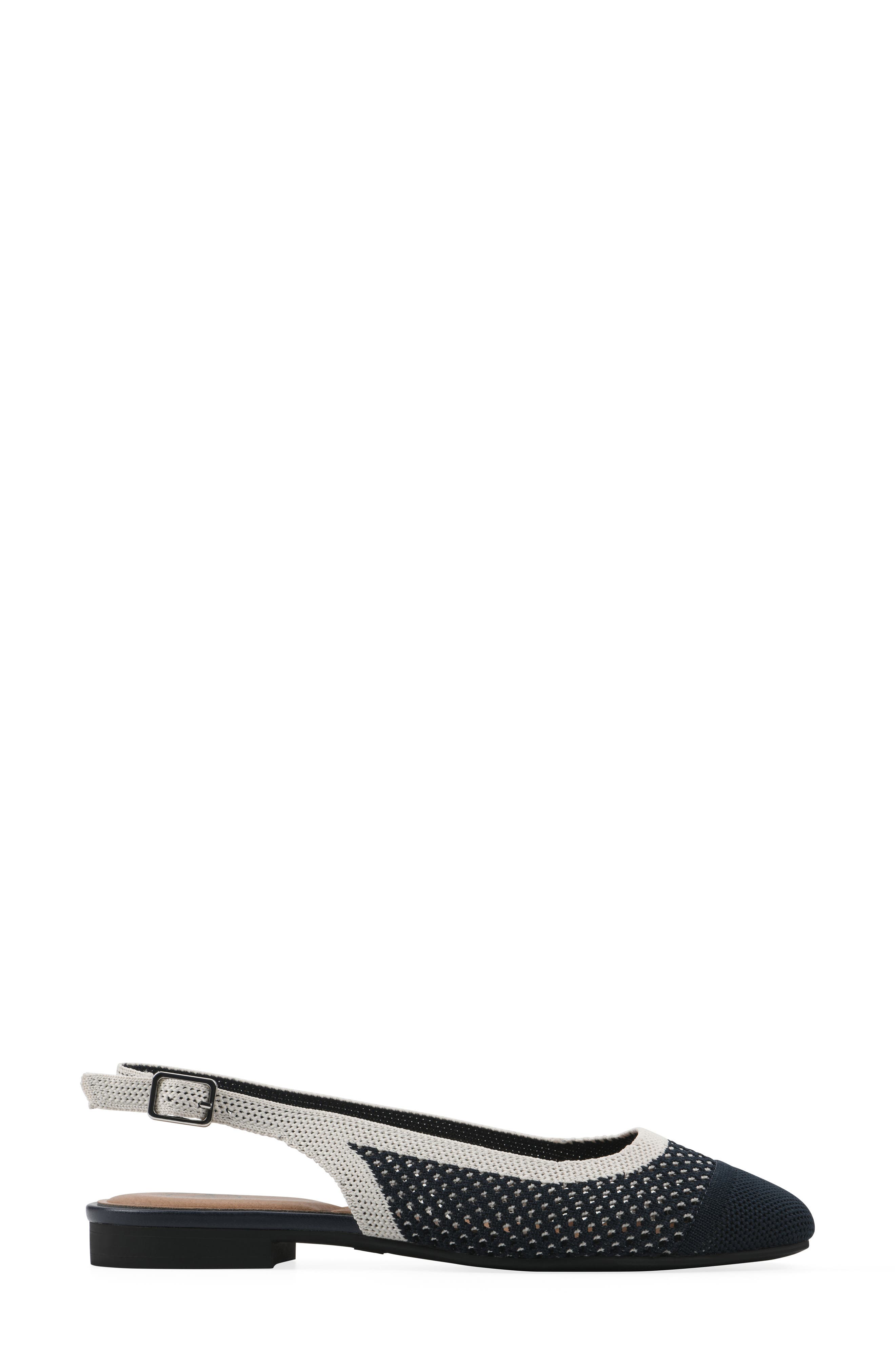 White Mountain Footwear Bonie Slingback Flat, Alternate, color, Navy W/ Cream/Multi
