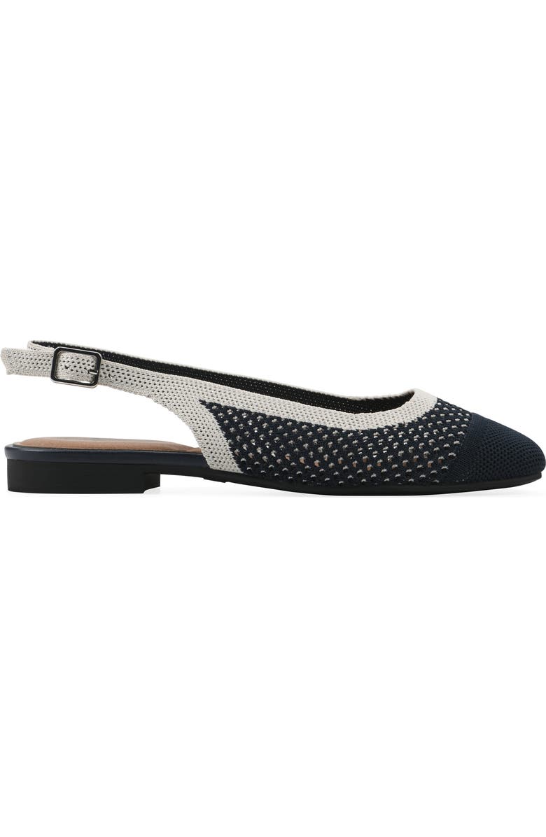White Mountain Footwear Bonie Slingback Flat, Alternate, color, Navy W/ Cream/Multi