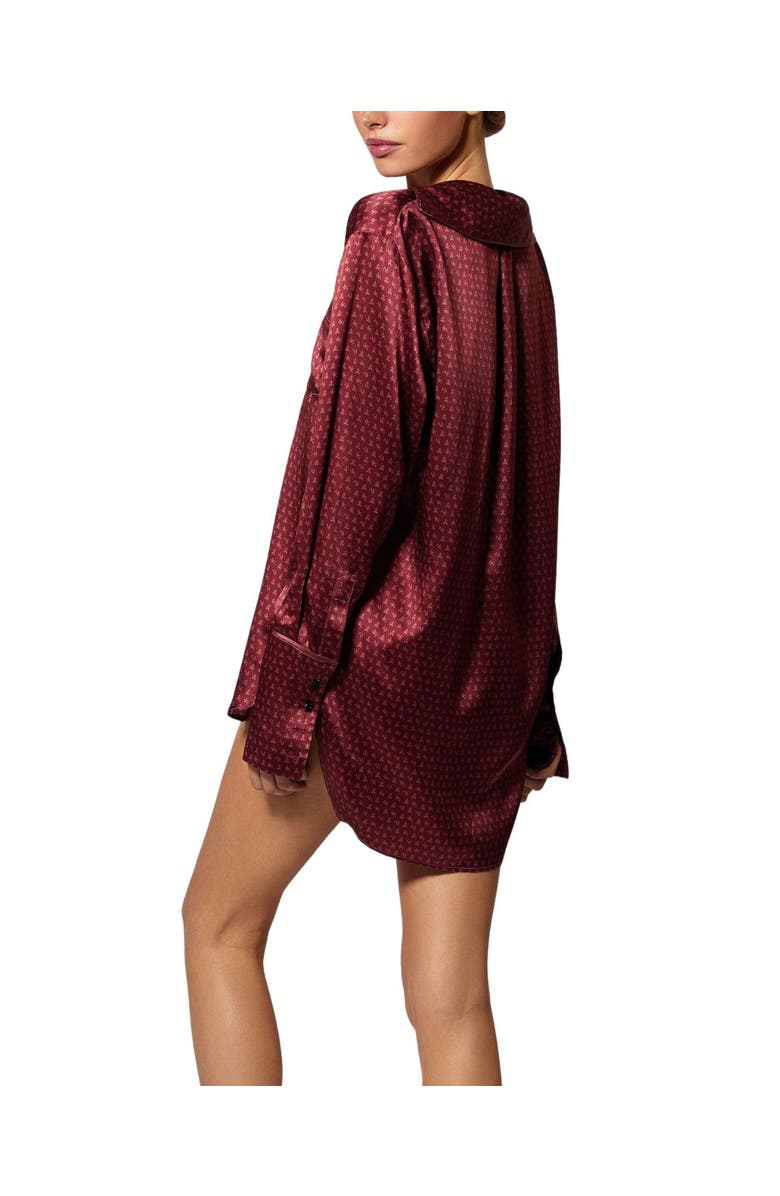 Kiki de Montparnasse Silk Lounge Moi Et Toi Nightshirt, Alternate, color, Brick Dust / Rose Fauvee