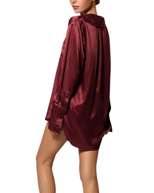 Kiki De Montparnasse Silk Lounge Moi Et Toi Nightshirt In Brown