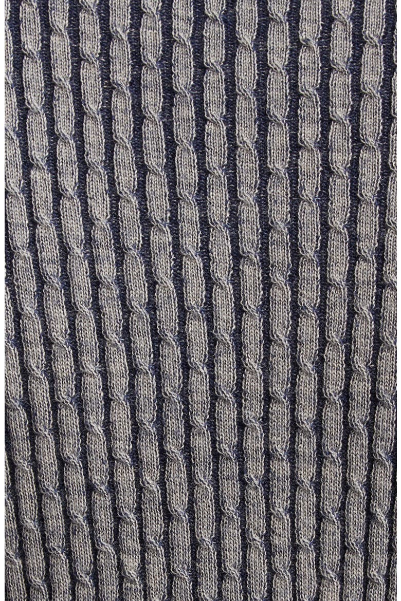 Vanis Fine Gauge Cable Stitch V-Neck Sweater, Alternate, color, TAUPE/ NAVY