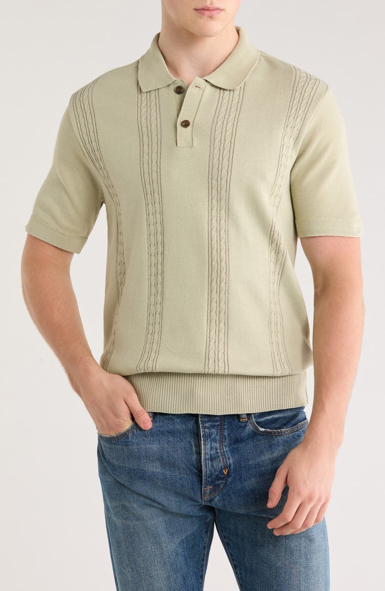 Buffalo Jeans Wagners Cotton Pointillé Short Sleeve Polo, Main, color, Desert Sage