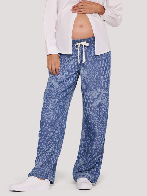 Under the Belly Tie Waist Denim Wide Leg Pant