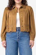 Liverpool Los Angeles Puff Sleeve Laser Cutout Jacket