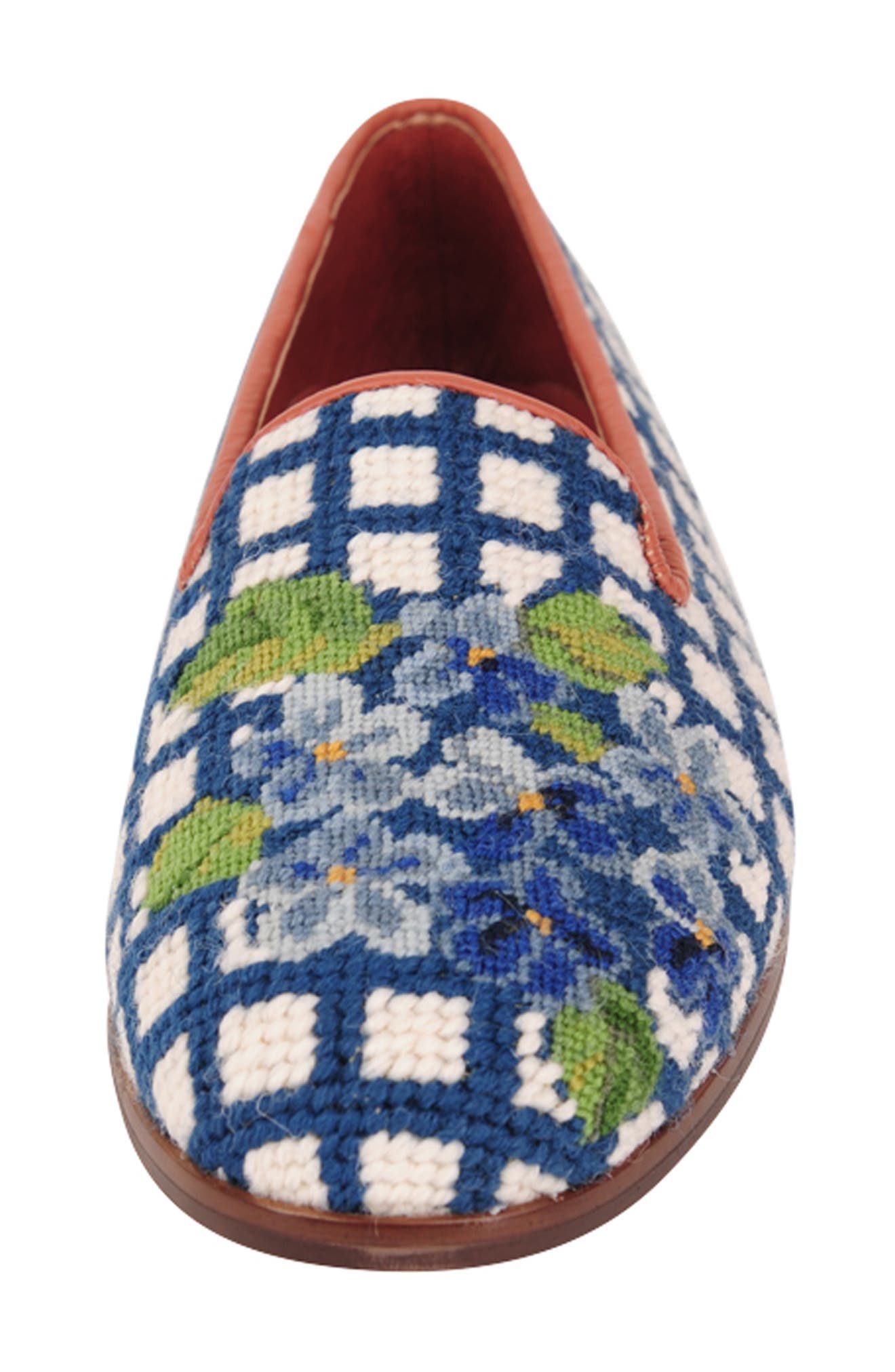 ByPaige Needlepoint Checkered Hydrangea Flat, Alternate, color, Hydrangea Blue