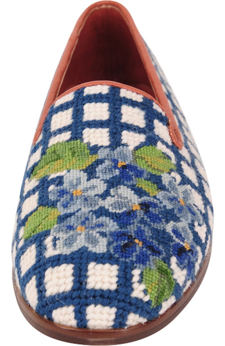 ByPaige Needlepoint Checkered Hydrangea Flat, Alternate, color, Hydrangea Blue