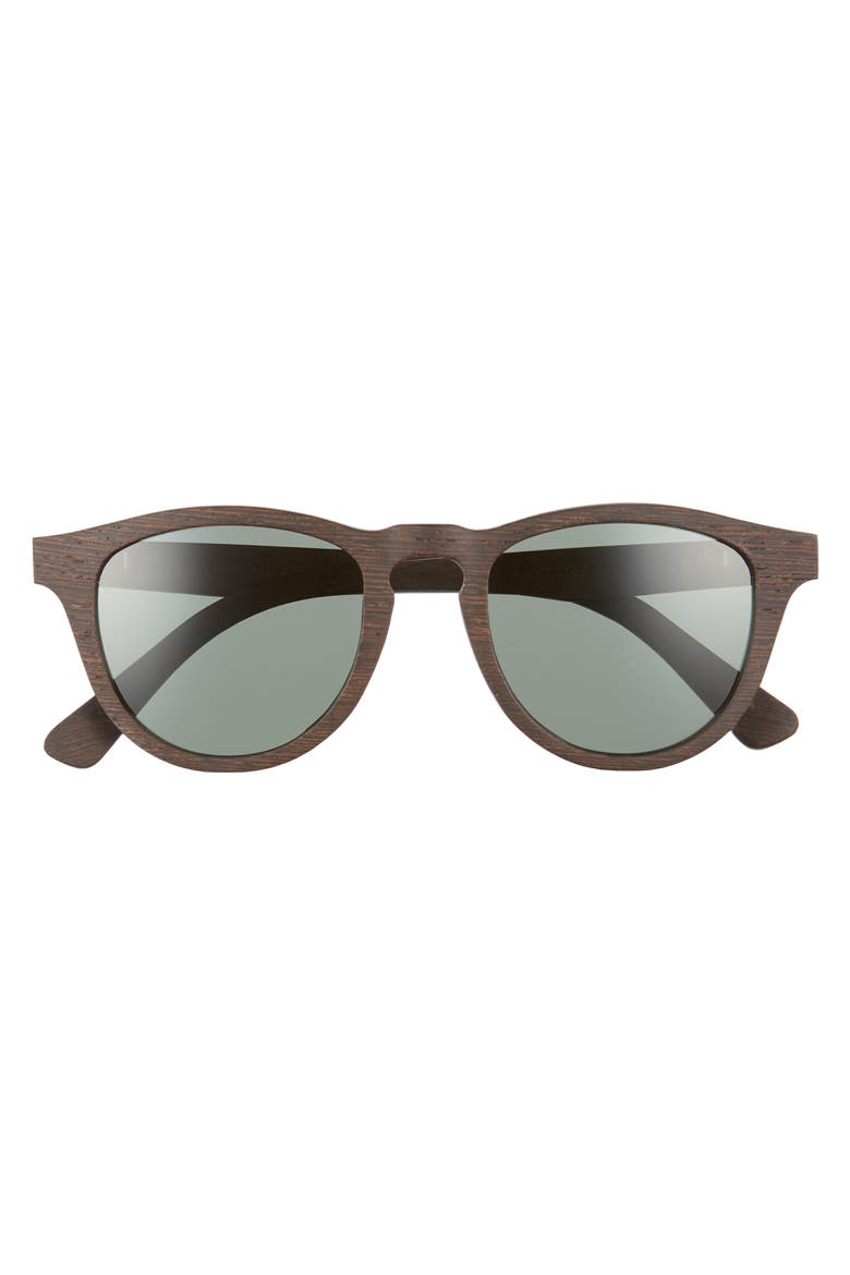 Francis 48mm Polarized Wood Sunglasses, Alternate, color, DARK WALNUT