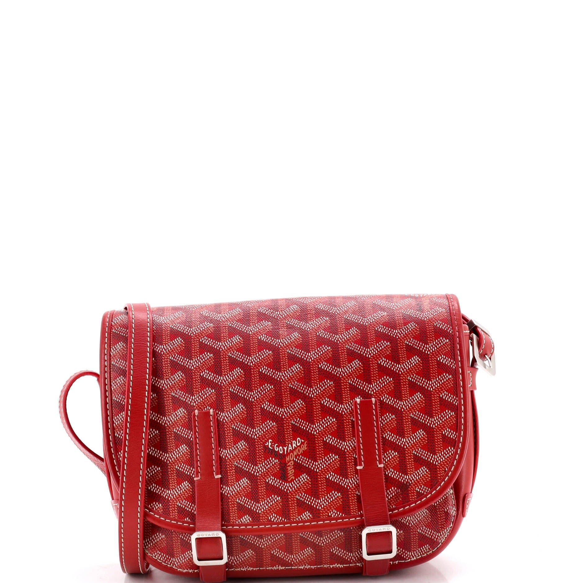 Belvedere Messenger Bag Coated Canvas with Leather PM, Main, color, Red