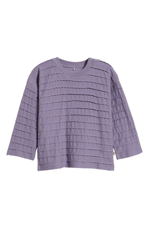 Kids' Texture Frill Long Sleeve Organic Cotton T-Shirt